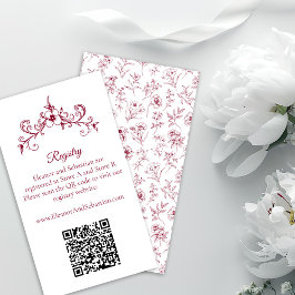 Eleganter Vintager Romance Burgundy QR-Code Begleitkarte