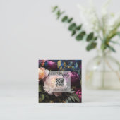 Eleganter Vintager, rosa Magenta-Blumencode QR-Cod Begleitkarte (Stehend Vorderseite)