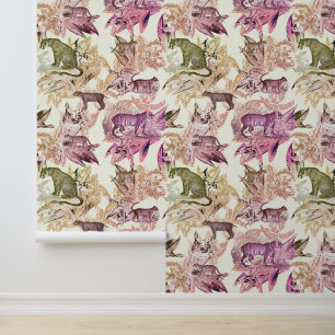 Eleganter, Vintager rosafarbener Wald Tapete