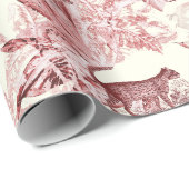 Eleganter Vintager Roter Toile Wilde Katzen Dschun Geschenkpapier (Rolleneckpunkt)