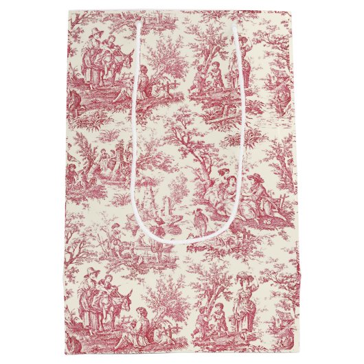 Eleganter Vintager Rottöckchen Mittlere Geschenktüte (Rückseite)