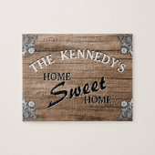 Eleganter Vintager Rustikal-Holzname Puzzle (Horizontal)