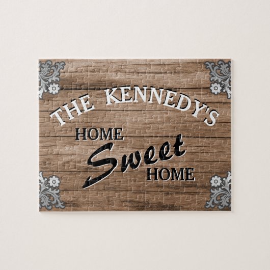 Eleganter Vintager Rustikal-Holzname Puzzle (Horizontal)