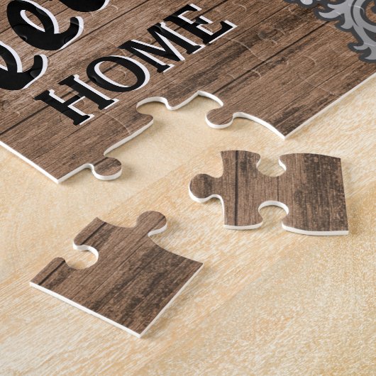 Eleganter Vintager Rustikal-Holzname Puzzle (Seite)