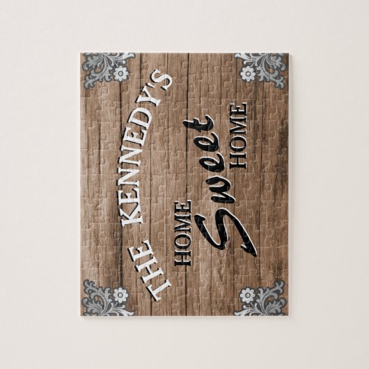 Eleganter Vintager Rustikal-Holzname Puzzle (Vertikal)