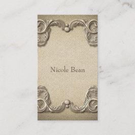 Eleganter Vintager Rustikaler Burlap Lace Western  Visitenkarte