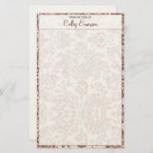 Eleganter Vintager Rustikaler Filagreber Burgundy Briefpapier (Vorne/Hinten)