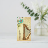 Eleganter Vintager Rustikaler Harfenmusiklehrer Visitenkarte (Stehend Vorderseite)