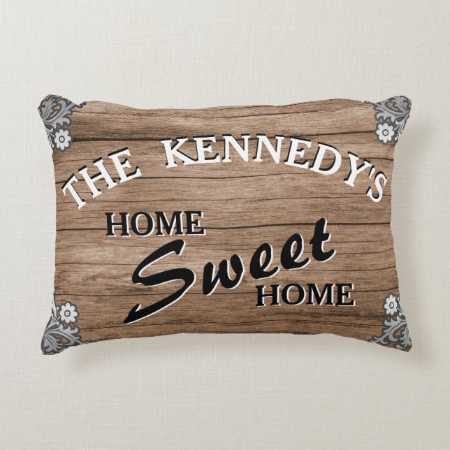 Eleganter Vintager rustikaler hölzerner Zierkissen (Vorderseite)