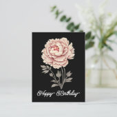 Eleganter Vintager Rustikaler Pink Peony Happy Bir Postkarte (Stehend Vorderseite)