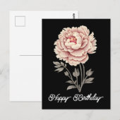 Eleganter Vintager Rustikaler Pink Peony Happy Bir Postkarte (Vorne/Hinten)