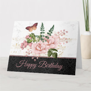 Eleganter Vintager Schmetterling Damask Geburtstag Karte