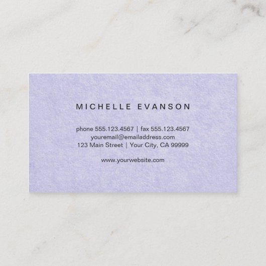 Eleganter Vintager Schmetterlingslavender Lila Visitenkarte (Rückseite)