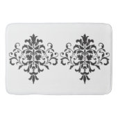 Eleganter Vintager Schwarz-Weiß-Damast Badematte (Vorderseite)