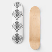 Eleganter Vintager Schwarz-Weiß-Damast Skateboard (Vorderseite)