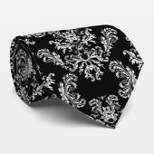 Eleganter Vintager Schwarzdamast Krawatte (Gerollt)