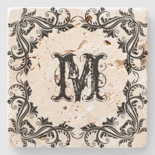 Eleganter Vintager Schwarzer Wirbel Steinuntersetzer