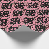 Eleganter Vintager Schwarzrosa Damaskus Geschenkpapier (Ecke)