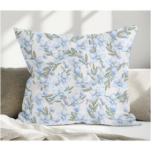 Eleganter Vintager Stil Blaue Blumen & grüne Blätt Kissen