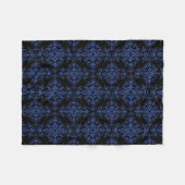 Eleganter Vintager Stil Damask Blau Fleecedecke (Vorderseite (Horizontal))
