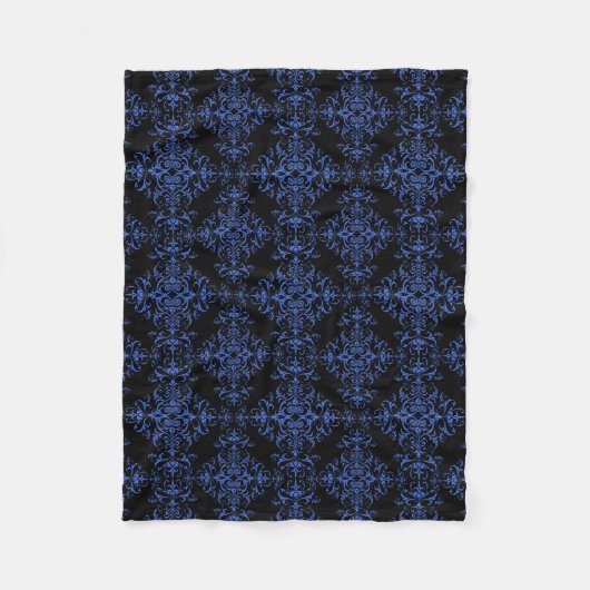 Eleganter Vintager Stil Damask Blau Fleecedecke (Vorderseite)