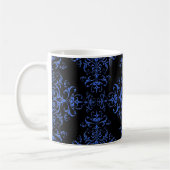 Eleganter Vintager Stil Damask Blau Kaffeetasse (Links)