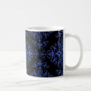 Eleganter Vintager Stil Damask Blau Kaffeetasse