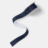 Eleganter Vintager Stil Damask Blau Satinband (Rückseite)