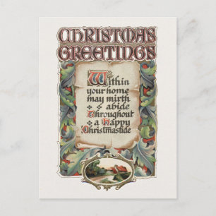 Eleganter Vintager Stil Weihnachtsgrüße Feiertagspostkarte