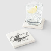 Eleganter Vintager Teapot Steinuntersetzer (Seitenansicht)