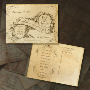 Eleganter, Vintager Tee bewahrt die Daten Ankündigungspostkarte