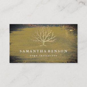 Eleganter Vintager Tree Yoga Instruktor Wellness Visitenkarte