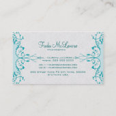 Eleganter Vintager und blauer Rahmen Visitenkarte (Rückseite)