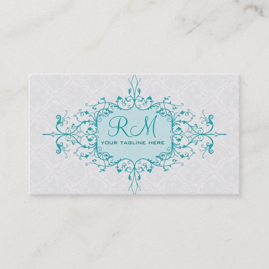 Eleganter Vintager und blauer Rahmen Visitenkarte (Vorderseite)