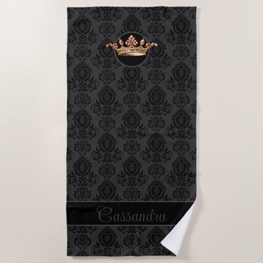 Eleganter, Vintager, Viktorianischer Damaske Perso Strandtuch (Vorderseite)