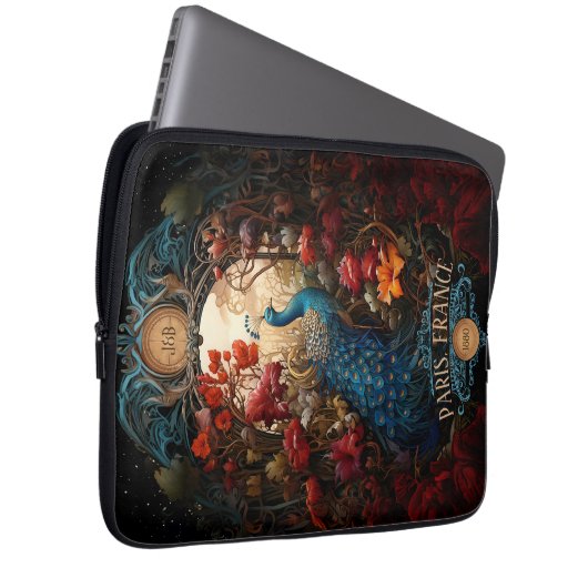 Eleganter Vintager Viktorianischer Pfau Laptopschutzhülle (Vorne Rechts)