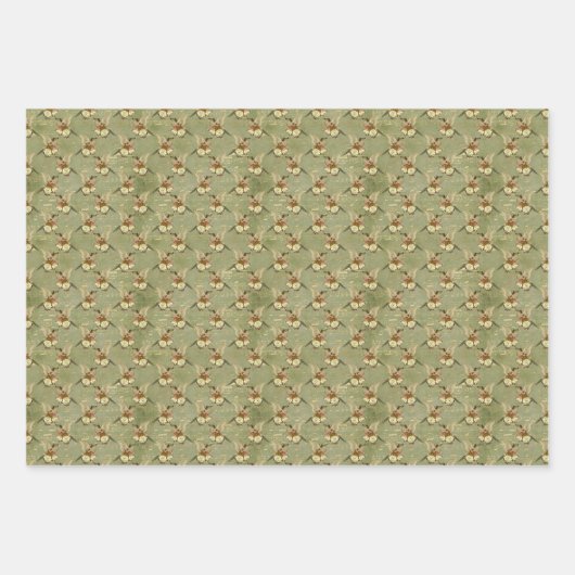 Eleganter Vintager Vogel Geschenkpapier Set (Vorderseite 3)