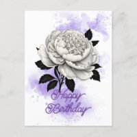 Eleganter Vintager White Peony Lila Splash Geburts
