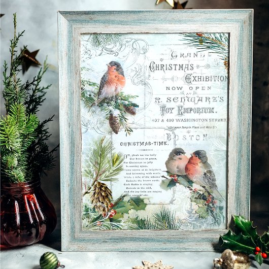 Eleganter Vintager Winter Weihnachten Robins Decou Seidenpapier