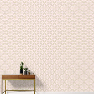 Eleganter Vintager, zarter, beigefarbener Damast Tapete