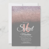 Eleganter Violet Blush Pink Ombre Glitzer Sweet 16 Einladung (Vorderseite)