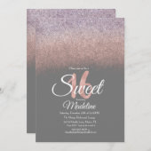 Eleganter Violet Blush Pink Ombre Glitzer Sweet 16 Einladung (Vorne/Hinten)