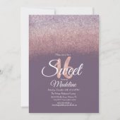 Eleganter Violet Blush Pink Ombre Glitzer Sweet 16 Einladung (Vorderseite)