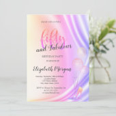 Eleganter Violet Glitzer High Heels 50. Geburtstag Einladung (Stehend Vorderseite)