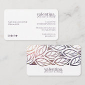 Eleganter Violet Glitzer Leaf Muster Schönheit Mak Visitenkarte (Vorne/Hinten)