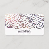 Eleganter Violet Glitzer Leaf Muster Schönheit Mak Visitenkarte (Rückseite)