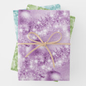 Eleganter Violet, Grün und Türkis Weihnachtsball Geschenkpapier Set (Beispiel)