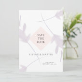 Eleganter Violet Lavender & Peach Save the Date Einladung (Stehend Vorderseite)