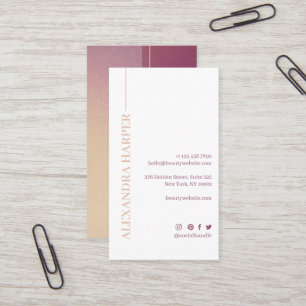 Eleganter Violett Glitzer & rosa Schönheitscreme v Visitenkarte