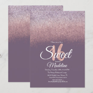 Eleganter Violetter Blush Rosa Ombre Glitter Sweet Einladung